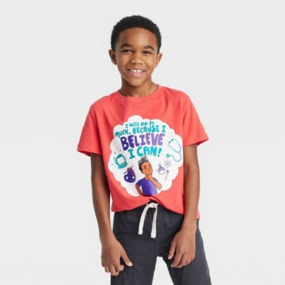 Cat & Jack™ Red Boys' Short Sleeve 'Believe I Can' Graphic T-Shirt